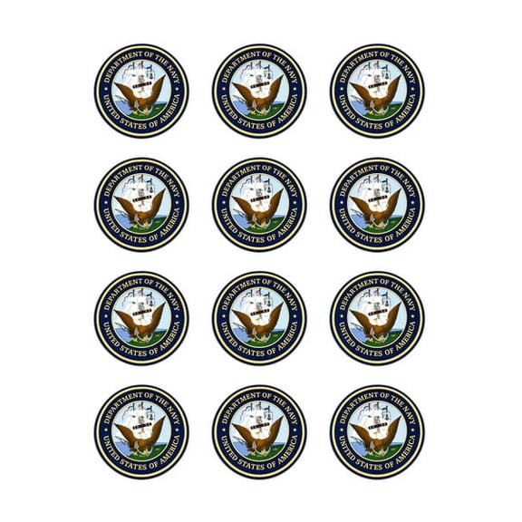 12ct 2" Round US Navy Corp Edible Frosting Image Cupcake or Cookie Toppers, by Tnct.