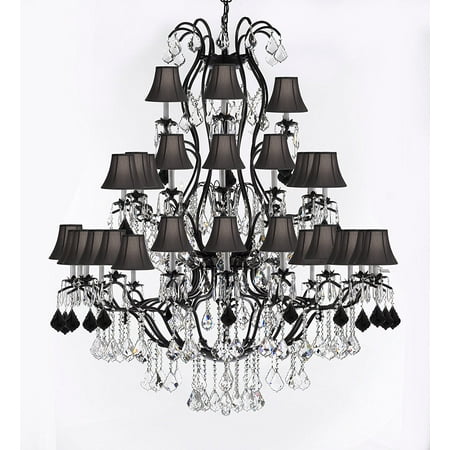 Large Wrought Iron Crystal Chandelier With Shades Com Large Wrought Iron Crystal Chandelier With Shades