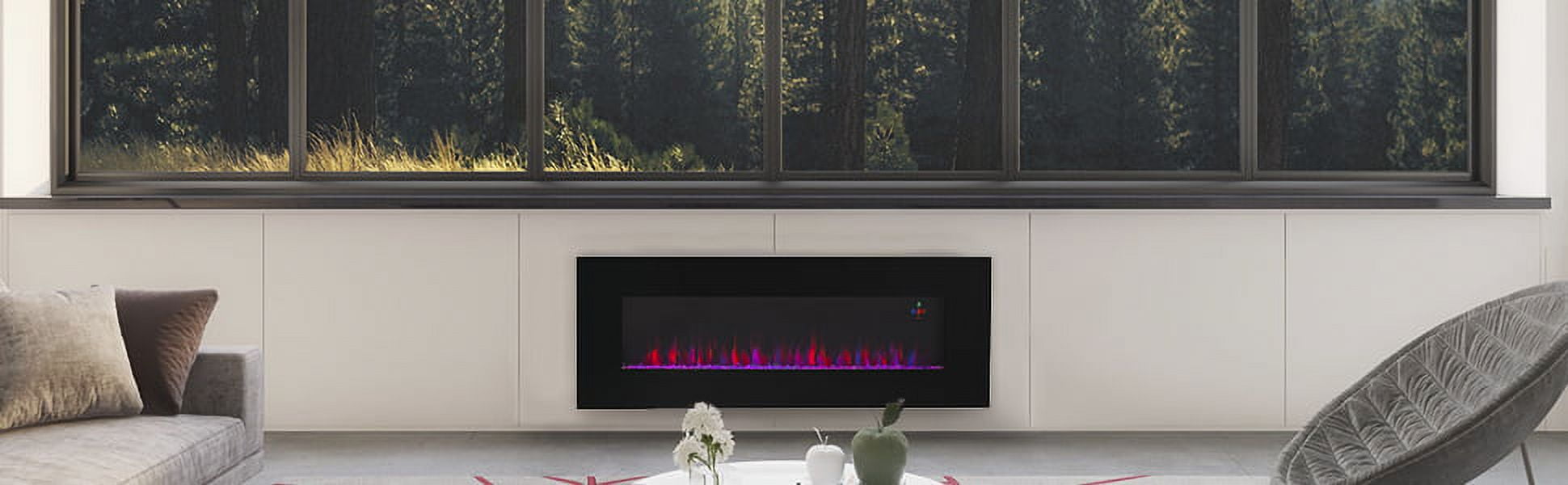 Barton 50″ Wall Mount Electric Fireplace Changeable Flame Glass + Remote Control, 750W/1500W Sansujyuku sansujyuku.com