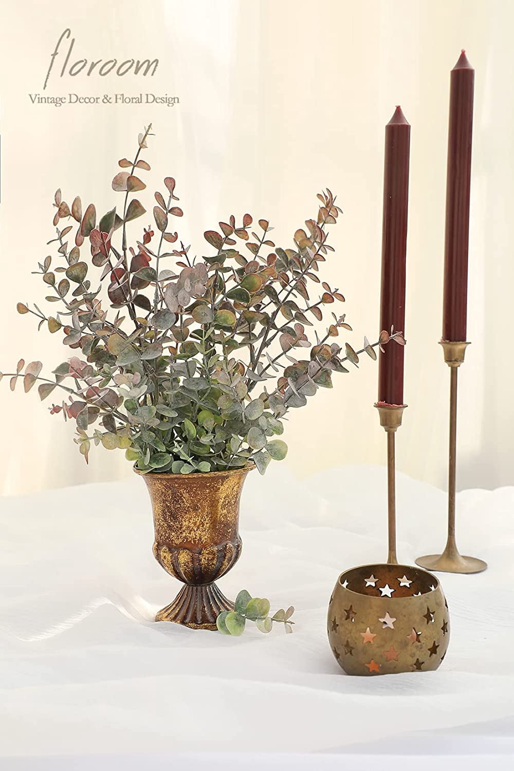 Artificial Flocked Eucalyptus Stems Faux Greenery Spray, 18pcs Best Filler Fake Plants for DIY Wedding Bouquet Centerpieces Arrangement