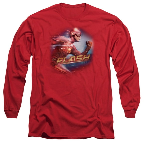 The Flash Fastest Man Long Sleeve Adult 18/1 T-Shirt Red
