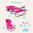 thumbnail image 6 of Open Box Ostrich On-Your-Back Outdoor Reclining Beach Pool Camping Chair, Pink, 6 of 12