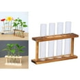 thumbnail image 3 of Maceta colgante de pared, maceta de vidrio para mesa, soporte de madera con 4 tubos de ensayo, 3 of 9