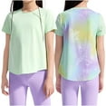 thumbnail image 2 of Spazoro Toddler Girls T-shirts, Activewear Sport Summer with Gradient Color Crewneck Short Sleeve Tops Green Size 4-16T, 2 of 5