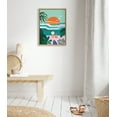 thumbnail image 5 of Kate and Laurel Sylvie Sun Flock Framed Canvas Wall Art by Rachel Lee of My Dream Wall, 18x24 Natural, Colorful Ocean and Dog Sunset Art, 5 of 6
