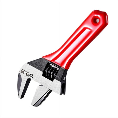 Adjustable Steel Wrench Wide Jaw Wrench Crescent Wrench Adjustable Wrench for Medium-Size Bolts Metric & SAE Scales for Home Garage Workshop Use - Red Size M