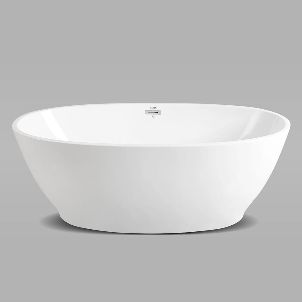 Kepooman 65" Acrylic Freestanding Contemporary Soaking Tub with Chrome Drain Kepooman 65" Acrylic Freestanding Contemporary Soaking Tub with Chrome Drain