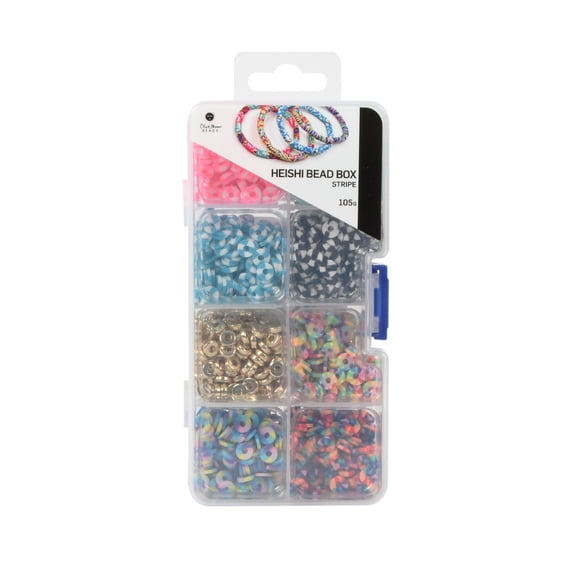 Blue Moon Beads Striped Multi-Color Mix Loose Beads, 6mm Clay and 2 x 6mm Disc CCB, Teen to Adult, 8 Colors