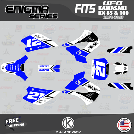 Kalair GFX Graphics Kit for Kawasaki KX85 UFO RESTYLE (2001-2013) Enigma Series