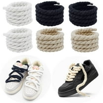 GIRACOA 3 Pairs Thick Round Rope Laces 150cm Long Thick Wide Laces 0.8cm Cotton Thick Shoe Laces for Air Force 1 Fat Laces DIY Coiled Rope Laces