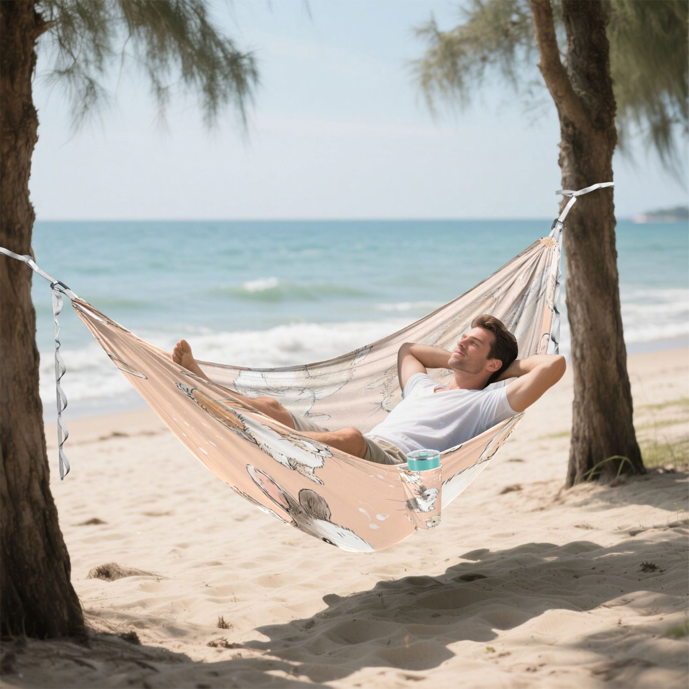 Hammock Camping Hammock Nylon Portable Hammock Travel Camping Hammock Sweet Cute Rabbit Illustration