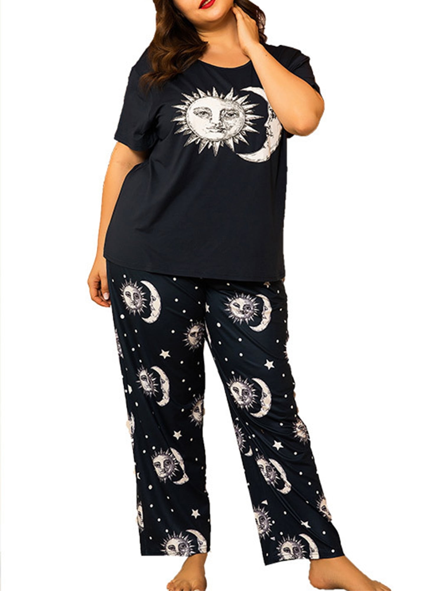 Womens Pyjama Sets Cotton Pajama Short V-Neck Pjs Set Checked Bottoms Nightwear Loungewear Sleepwear Summer
