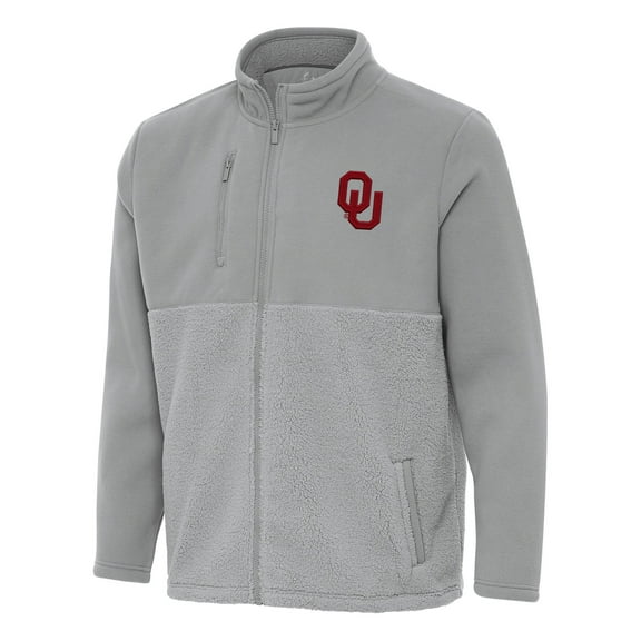 Men's Antigua Gray Oklahoma Sooners Daily Fused Full-Zip Jacket