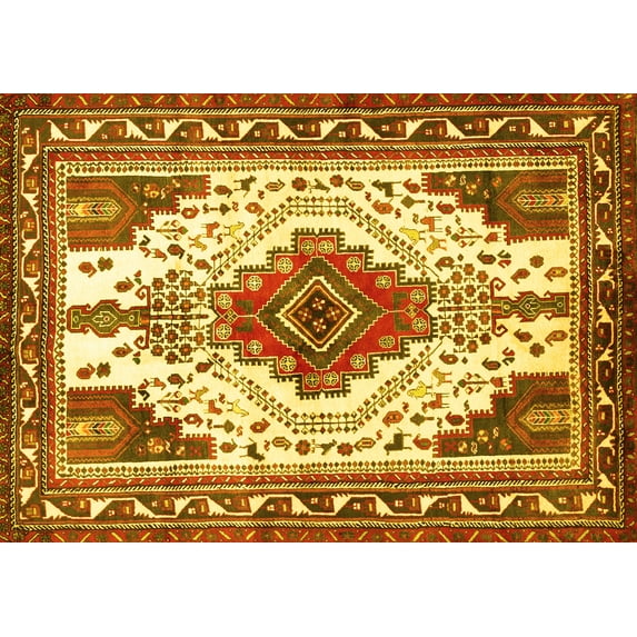 Ahgly Company Indoor Rectangle Persian Yellow Traditional Area Rugs, 8' x 12'