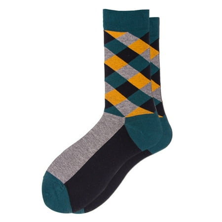 

ERTUTUYI Men And Women Plaid Contrast Color Women Socks Cotton Socks Grey