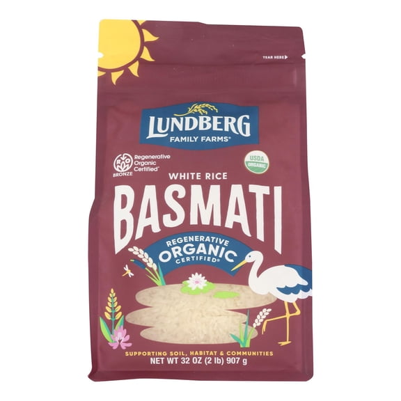 Lundberg Family Farms Organic White Basmati Rice - Case of 6 - 2 lb.