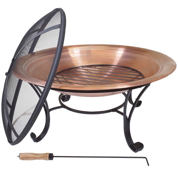 Copper Fire Ring Outdoor Fire Pit Wood Burning Fire Bowl For Patio Deck 29 Walmart Com Walmart Com