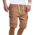 thumbnail image 4 of Outfmvch Cargo Pants For Men Mens Shorts Men'S Summer Casual Solid Shorts Drawstring Pocket Button Shorts Pants Long Johns For Men Khaki 3Xl, 4 of 8