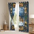 thumbnail image 3 of jejeloiu Wild Animal Wolves Black Out Curtains,Cartoon Christmas Tree Curtains Pack of 2 (42x63 Each),Rustic Pike Fish Bedroom Curtains For Men Women,Ultra Soft Home Decor, 3 of 6