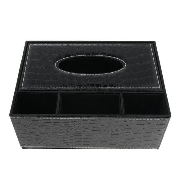 Caja de pañuelos rectangular de cuero de PU de lujo con bandeja protectora para bombeo Cocodrilo Negro S