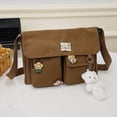 thumbnail image 4 of Bolso bandolera para mujer Bolso de mensajero grande de lona japonesa (colgante de oso blanco), 4 of 8