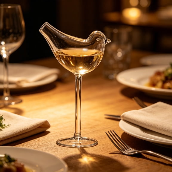 Eolstice Hand Blown Bird Shaped Wine Glass, Clear Goblet for Whiskey, Cocktail, and Home Bar Table Decor, med Drinkware for Decor and Gifting