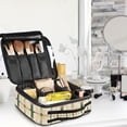 thumbnail image 5 of FORMRS Travel Makeup Bag Large Capacity Train Case Cosmetic Organizer with Adjustable Dividers, Retro Green Stars, 5 of 8