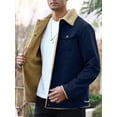 thumbnail image 5 of Men's Winter Trucker Jacket Thick Thermal Cotton Warm Fleece Lined Coat with Flap Pockets, 5 of 8