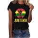 thumbnail image 1 of Tops de Manga Corta para las Mujeres de Ajuste Suelto, Día de la Independencia Negro Impreso, Cuello Redondo Suelto Superior, 1 of 4