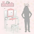 thumbnail image 2 of Gymax Kids Vanity Princess Makeup Dressing Table Chair Set W/ Tri-folding Mirror White, 2 of 10