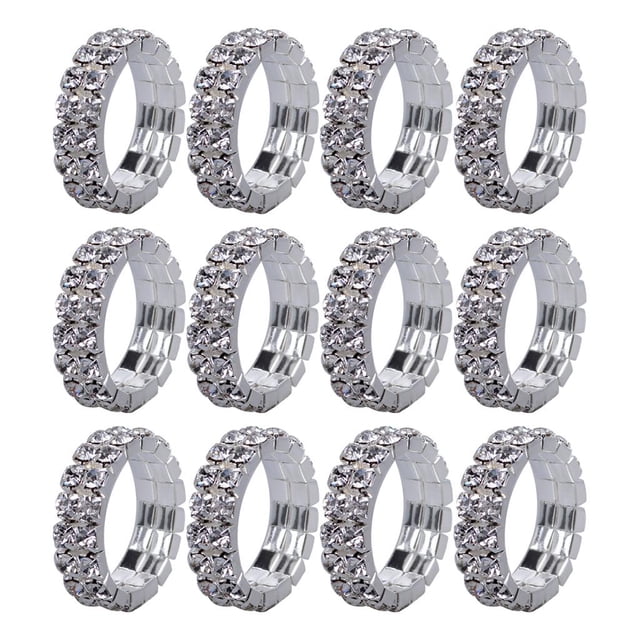 Anillo Nupcial Elástico Diamante 2 Filas de La Boda de Las Mujeres Claro Sunnimix