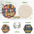 thumbnail image 4 of Yayeee 6 PCS Drink Coasters with Holder Set Woven Absorbent Round Tabletop Hot Pad, Blue Jam, 4 of 7