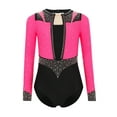 thumbnail image 3 of YiZYiF Girls Sparkly Rhythmic Gymnastics Leotards Long Sleeve Ballet Dance Figure Skating Bodysuit Hot Pink 16, 3 of 7