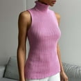 thumbnail image 2 of RMGVDSD Women's Solid Color Fashion Turtleneck Sleeveless Sweater Slim Fit Knit Tank Top Pullover Soft Pullover Sweater Top /Pink, 2 of 9