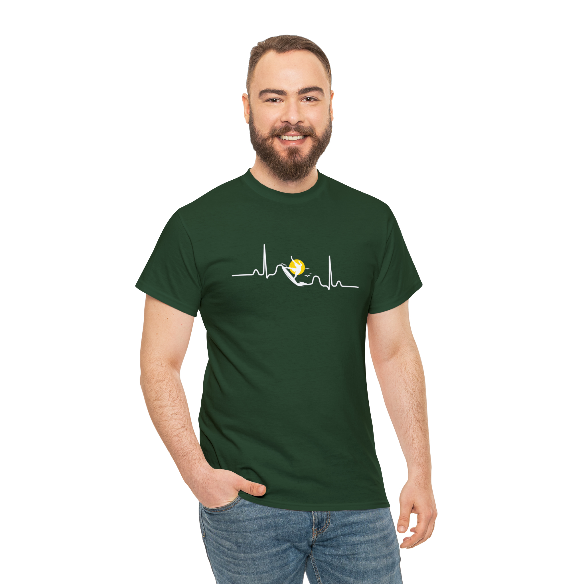 Surfing Heartbeat Shirt, Funny Surf Tee, Beach Vacation Gift Idea -ID: 1160