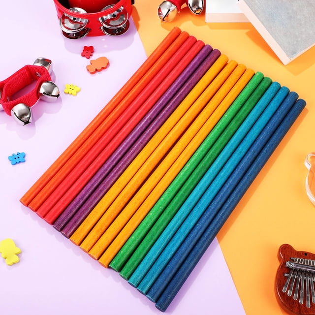 OULII 16pcs Music Sticks Hand Percussion Instrument Wood for Kids in Church