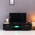 thumbnail image 2 of 57'' TV Stand for TVs up to 65 inch W/LED Lights High Gloss TV Cabinet Modern Entertainment Center Gaming Media Console with Storage, Black/White Finish, 2 of 8