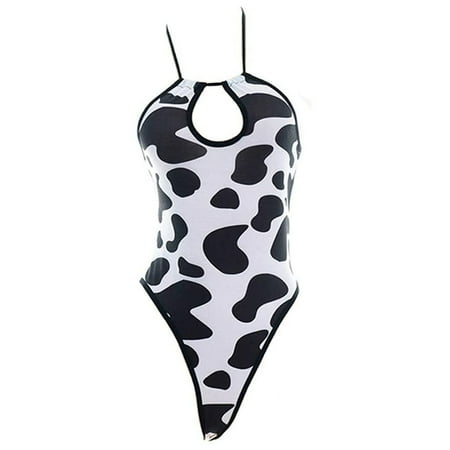 JOYWEIMilk Leopard Cosplay Costume Anime Sexy Mini Cow Bikini Lingerie