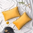 thumbnail image 1 of Paquete de 2 fundas de almohada de terciopelo, funda de almohada decorativa con pompones, funda de almohada suave sólida con pompones, sofá cuadrado, carrito de dormitorio, 45x45cm Vhermosa, 1 of 4