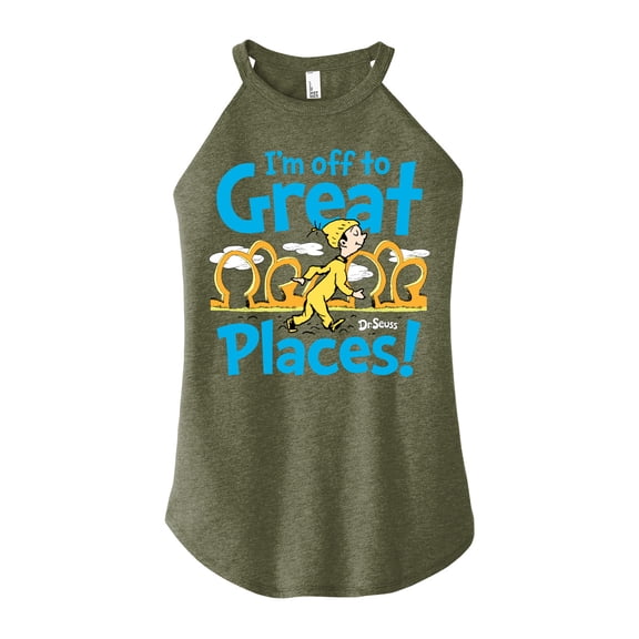 I'm Off To Great Places - Juniors High Neck Tank Top