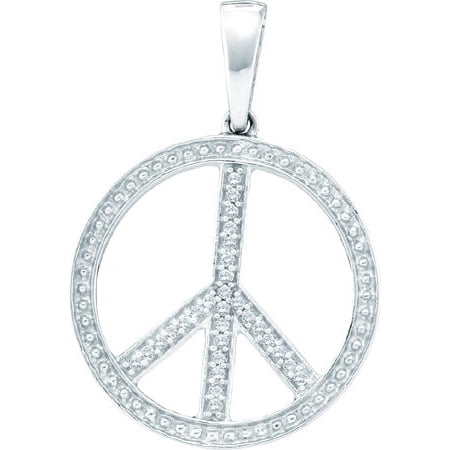 10K White Gold 0.10ct Shiny Pinpoint White Diamond Peace Fashion Pendant