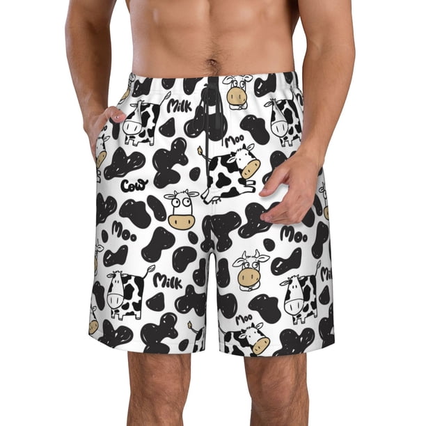 Fotbe Cow Trajes de Baño Estampados para Hombre, Shorts de Verano de Secado Rápido, Ropa de Playa, Bañadores-Medium