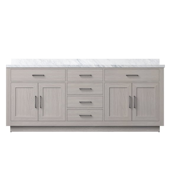 Shelter 80 in W x 22 in D White Oak Double Bath Vanity and Carrara Marble Top