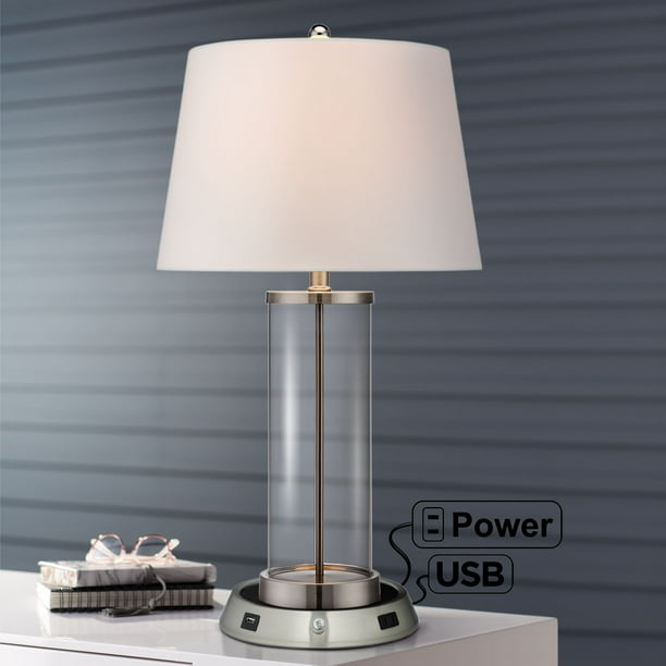360 Lighting Modern Table Lamp With, Acrylic Column Table Lamp Usb C