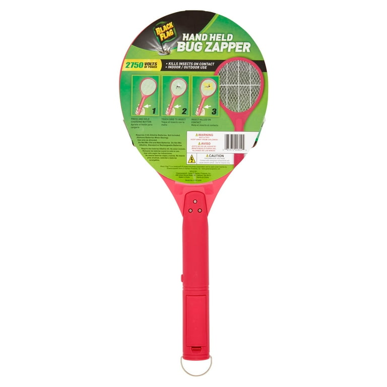 Black Flag Portable Handheld Bug Zapper Insect Killer Racket Pink Requires 2 AA Batteries Indoor and Outdoor Use Walmart