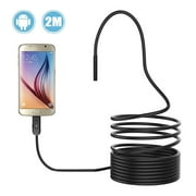 2M Waterproof HD Endoscope Lens Mini USB Inspection Camera with 6 LED Lights Borescope for Android Smartphone/PC/