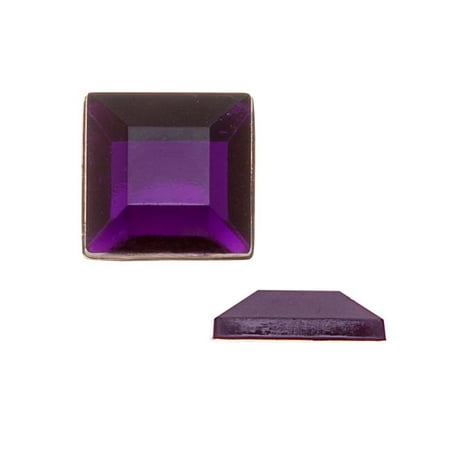 Lucite Plastic Ring - Vintage Lucite Plastic Flatbacks Faceted Square Amethyst 12mm (12)