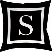 IDG Classic Block Monogram Decorative Pillow - Black