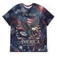 thumbnail image 3 of LAOLIUSN America 250th Anniversary Shirt, USA 250 Years of Freedom 1776-2026 Patriotic Eagle T-Shirt, Soft Stretch Commemorative Graphic Tee, S-4XL, 3 of 7