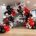 thumbnail image 1 of Kit de arco de globos Anjerlfu rojo y negro con 3 globos en forma de estrella, 1 of 7